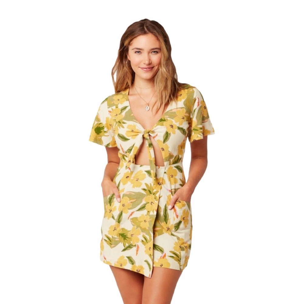 NEW L*SPACE Lovers Land Floral Midriff Cutout Mini Dress Size Small